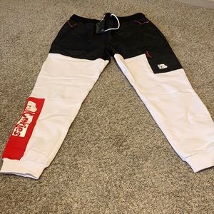 Mens white & black joggers